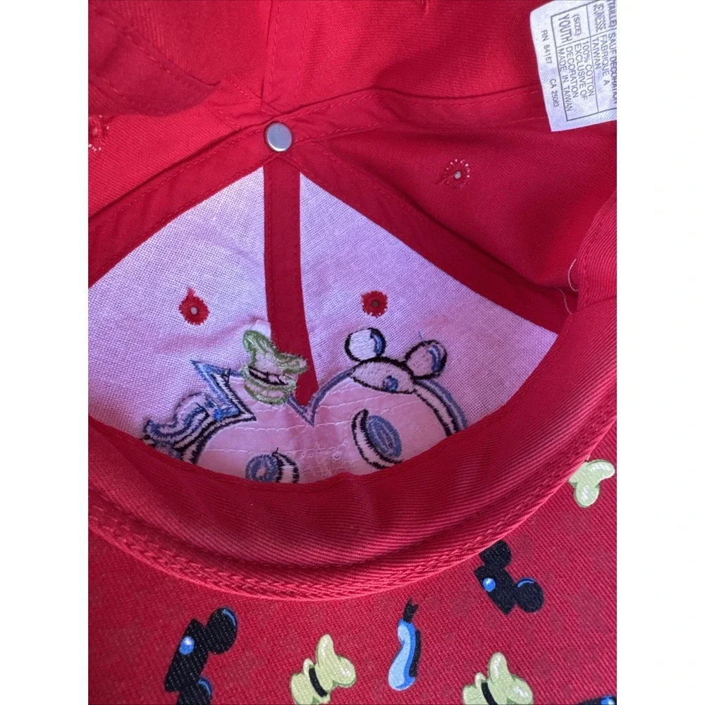 '06‎ Disneyland 50th Anniversary Red Embroidered Youth Size Hat 100% Cotton